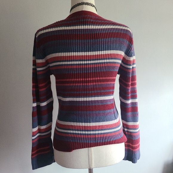 Y2k Era Ribbed Long Sleeve Top L - Picture 2 of 5